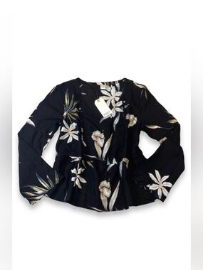 Roxy NWT Floral Flare Sleeve Blouse
